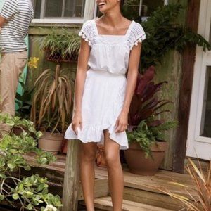 J. Crew White Linen Ruffle Skirt